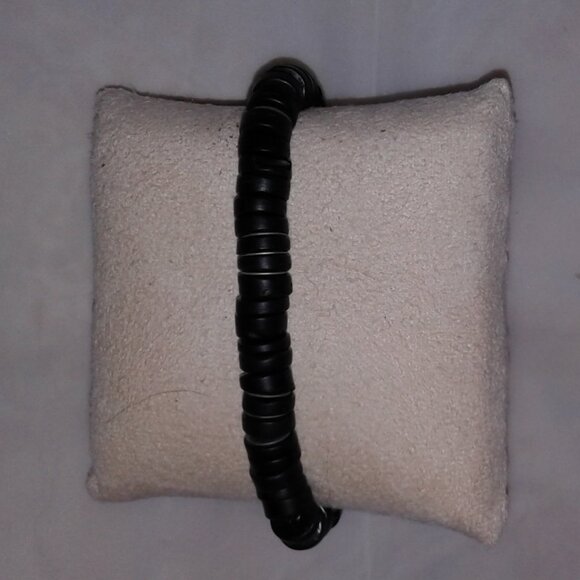 Men's black wooden bead bracelet 3 inch diameter - Picture 1 of 2